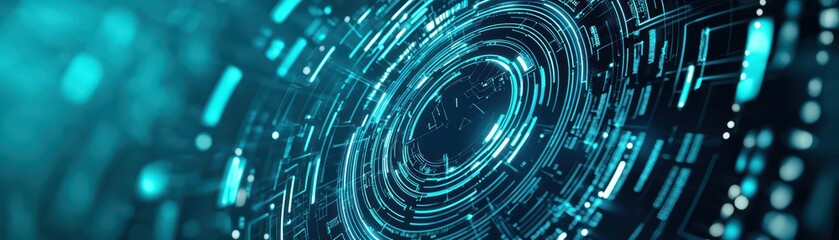 Poster - Futuristic Technology Design in Healthcare with Digital Patterns and Abstract Circles