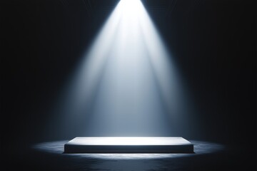 Aufkleber - Spotlight illuminating empty stage in dark room: minimalist background