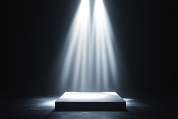 Aufkleber - Spotlights illuminating empty stage in dark room
