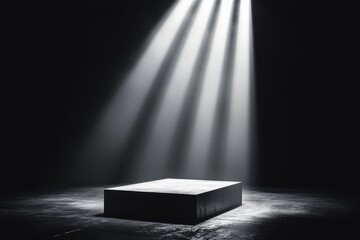 Aufkleber - Spotlight shining on empty stage in dark room