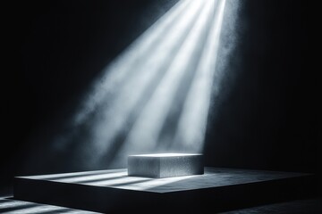 Poster - Spotlight shining on empty stage creating minimalist composition