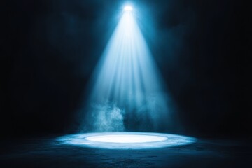 Aufkleber - Spotlight illuminating empty stage with smoke, creating atmosphere of mystery