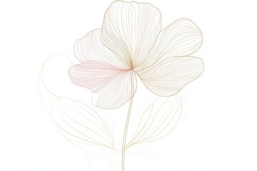 Aufkleber - Delicate botanical line art featuring modern floral patterns on a white background showcasing minimalist elegance