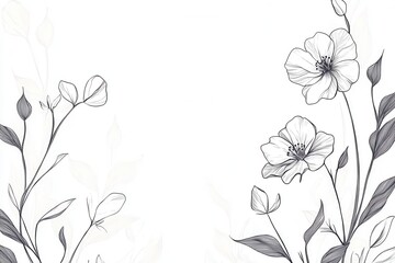 Leinwandbilder - Delicate botanical line art with minimalist elegance capturing modern floral patterns in a serene white background Generative AI