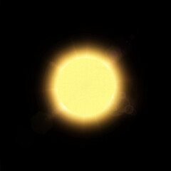 Fototapete - Golden glow effect of bright sun on black background