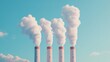 © Vilaphon  - Industrial emissions rising four smokestacks against a pristine sky urban environment gigapixel standard scale