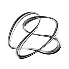 Poster - 3D Chrome squiggle line isolated. Metallic tangled line 3D element, abstract metal curve or knot