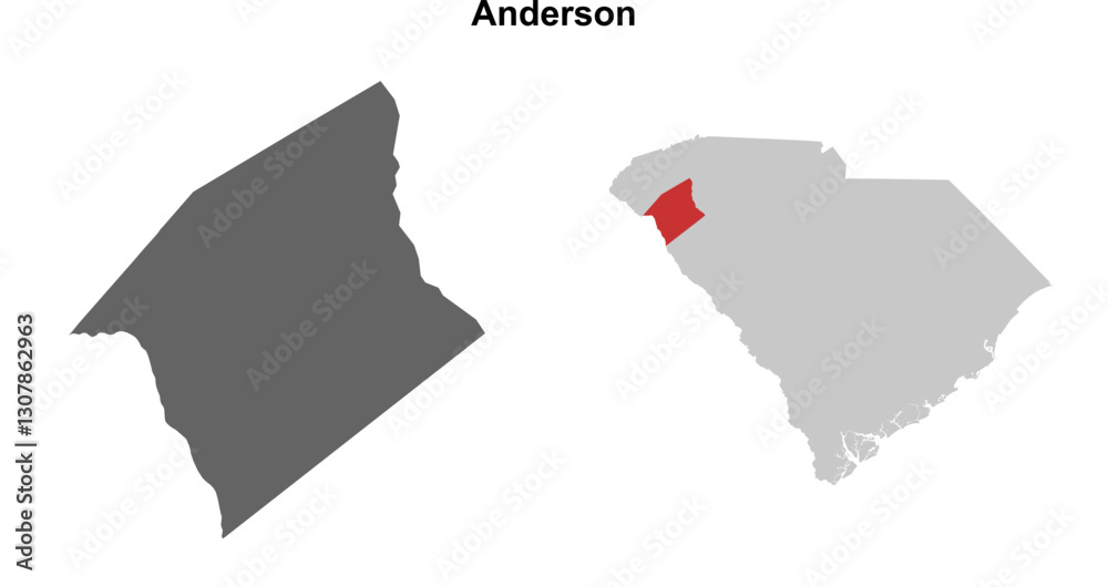 Anderson County (South Carolina) blank outline map set Stock Vector ...