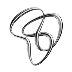 Poster - 3D Chrome squiggle line isolated. Metallic tangled line 3D element, abstract metal curve