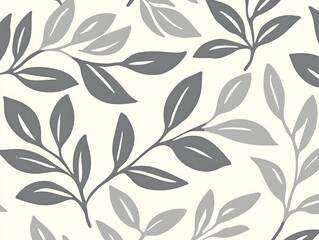Aufkleber - Monochrome Foliage Pattern of Twigs and Leaves on Pale Backdrop Design