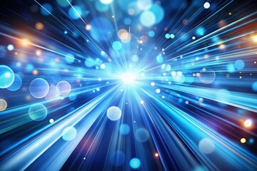 Poster - Abstract Blue Speed Motion Background - Dynamic Light Streaks Bokeh Effect