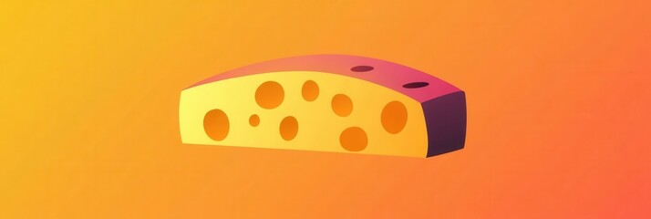 Poster - Cheese wedge cartoon logo with soft yellow orange gradient design for modern branding and minimalist aesthetics Generative AI