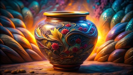 Poster - Abstract Botanical Ceramic Pot Texture: Long Exposure Photography Background