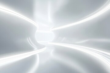 Poster - Glowing neon lines create a futuristic pathway on a smooth white surface with elegant light trails Generative AI