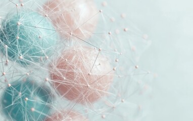 Poster - Abstract pastel spheres connected by a delicate network.