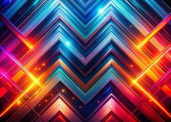 Poster - Abstract Chevron Background with Digital Elements, Left Copy Space, Modern Tech Design