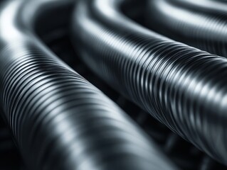 Poster - Abstract Close-Up of Industrial Metal Pipes with Smooth Surface and Reflective Texture for Modern Design and Technology Concepts