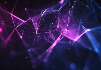 Fototapete - Abstract Colorful Background with Purple and Blue Light Particles and Connecting Lines, Modern Digital Art Concept for Technology and Science Visuals