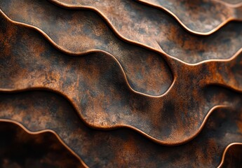 Poster - Abstract Copper Texture with Wavy Patterns and Rich Warm Tones for Artistic and Design Projects, Perfect for Backgrounds and Visual Concepts