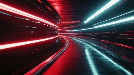 Aufkleber - A futuristic abstract scene featuring smooth red curves and a high-speed motion blur effect, creating an intense backdrop with space for adding custom graphics or text.