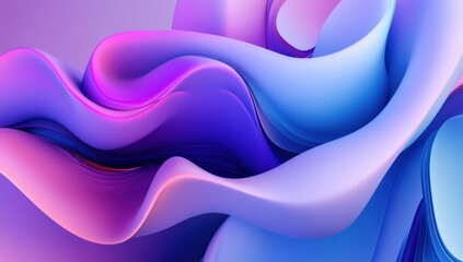 Poster - Abstract flowing shapes in vibrant pink, purple, and blue tones creating a sense of movement and depth for modern design and artistic compositions