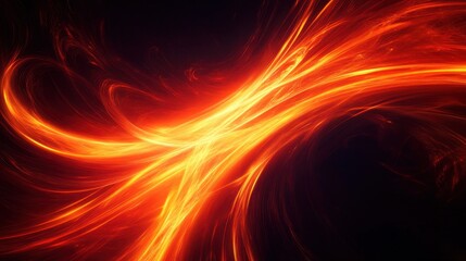 Aufkleber - Red and orange curved lines swirl across a dark background, illuminated with light and shadow effects, creating an abstract, high-speed energy that leaves space for design.