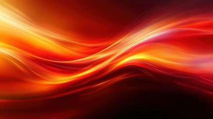 Aufkleber - Smooth flowing curves in deep red and bright orange, combined with motion blur and light, create an energy-filled abstract background with room for text in the center.