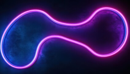 Poster - Abstract neon light design with glowing pink and blue lines creating organic shapes on a dark background, suitable for modern art or tech themes.