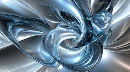 Aufkleber - A dynamic silver-toned abstract background, with swirling blue and white curves and dramatic light and shadow effects, leaving the center open for design elements.