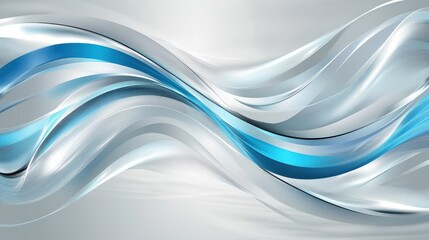 Aufkleber - A high-speed motion blur of silver curves in shades of blue and white, with a dramatic light-shadow effect, creating a dynamic abstract backdrop perfect for customization.