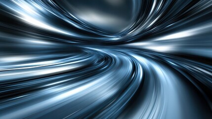 Aufkleber - A sleek, dark-toned abstract silver background with curving blue and white lines, enhanced by high-speed motion blur, offering space for design elements in the center.