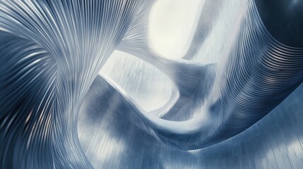 Aufkleber - Abstract silver curves with varying shades of blue and white, illuminated by shifting light, forming a dynamic and futuristic background with space for customization.