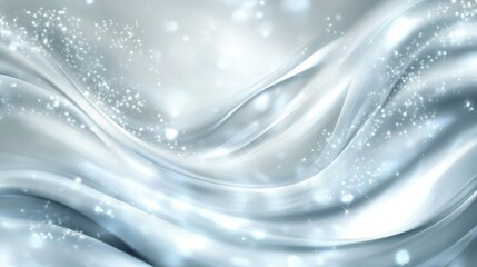 Aufkleber - Abstract silver curves with varying shades of blue and white, illuminated by shifting light, forming a dynamic and futuristic background with space for customization.