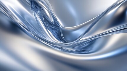 Aufkleber - Abstract silver curves with varying shades of blue and white, illuminated by shifting light, forming a dynamic and futuristic background with space for customization.