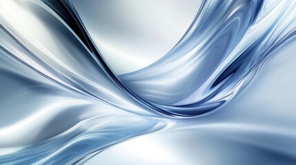 Aufkleber - An abstract silver background with flowing blue and white curves, illuminated by light and shadow, creating a high-energy atmosphere with space for your design.