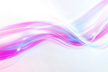 Poster - Glowing neon light trails create an elegant abstract design on a smooth white background Generative AI