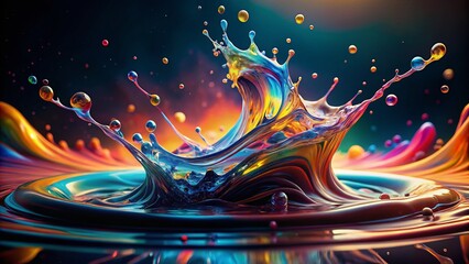 Poster - Abstract Flowing Liquid Drop Background Double Exposure Stock Photo