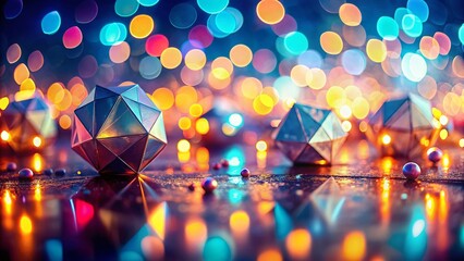 Poster - Abstract Geometric Bokeh Background: Shimmering Shapes & Soft Focus