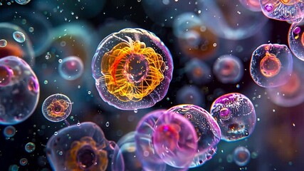Poster - This Stunning visuals of stem cells showcasing their regenerative potential in medicine.