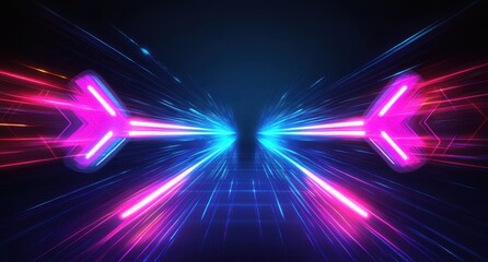 Poster - Futuristic Neon Lights in Motion Creating Dynamic Illumination Effect for Abstract Visual Background Design in Technology and Digital Themes