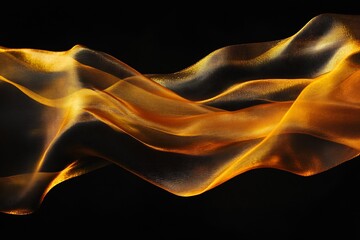 Aufkleber - Vibrant orange and gold flowing fabric elegantly drifting against a dark background creating a warm ambiance : Generative AI