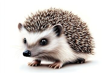 Poster - Lovely illustration of a curious little hedgehog with detailed fur standing on a seamless background : Generative AI