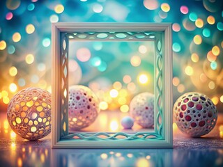 Poster - Abstract Hollow Shapes Bokeh Backdrop - Decorative Framed Design