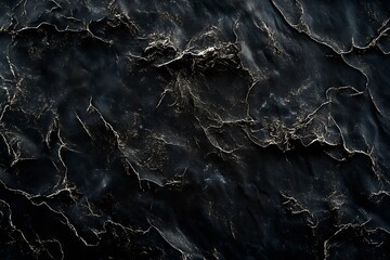 Poster - Textured Black Surface with Deep Crevices and Subtle Highlights for Artistic Background Use : Generative AI