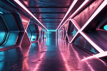 Poster - Futuristic Abstract Background Featuring Glowing Neon Accents and Metallic Textures for Contemporary Design