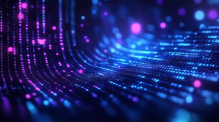 Leinwandbilder - Abstract colorful digital light patterns glowing in waves creating a mesmerizing visual effect : Generative AI