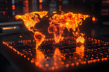 Poster - Global Network Hologram, Futuristic Display