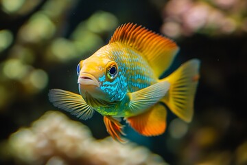 Aufkleber - Colorful Tropical Fish Swimming Gracefully Through Coral Reefs in a Marine Environment : Generative AI