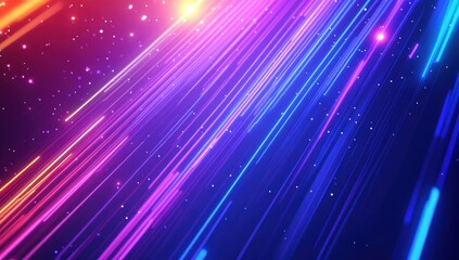 Poster - Vibrant Abstract Light Trails in Multicolored Streams Against a Dark Background for Modern Digital and Creative Projects