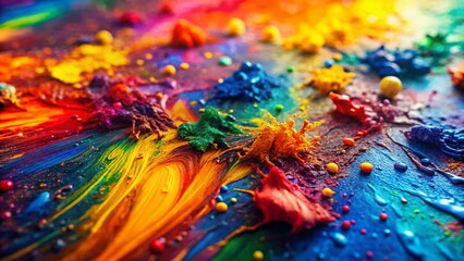 Poster - Abstract Paint Splatter Texture Background: Vibrant Colors & Dynamic Brushstrokes